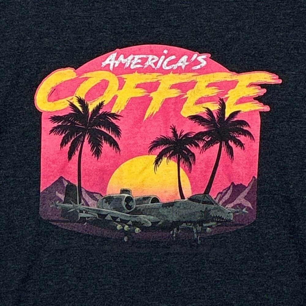 Black Rifle Coffee Tshirt Mens S Vaporwave A-10 Warthog Marines Army 80s USA